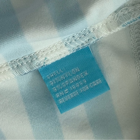 J. McLaughlin Skirt Women’s L Blue White Striped Tiered Overlay Nylon Spandex - Picture 6 of 8